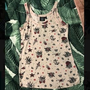 Sailor Jerry Clothing Pink Tattoo Flash Tank Top
